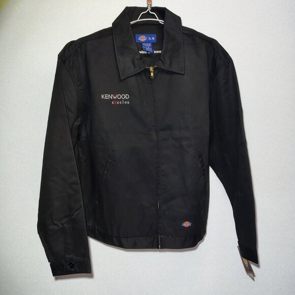 VINTAGE Dickies Jacket Size Large Black Kenwood Audio Tech Deadstock Eisenhower - Picture 1 of 16